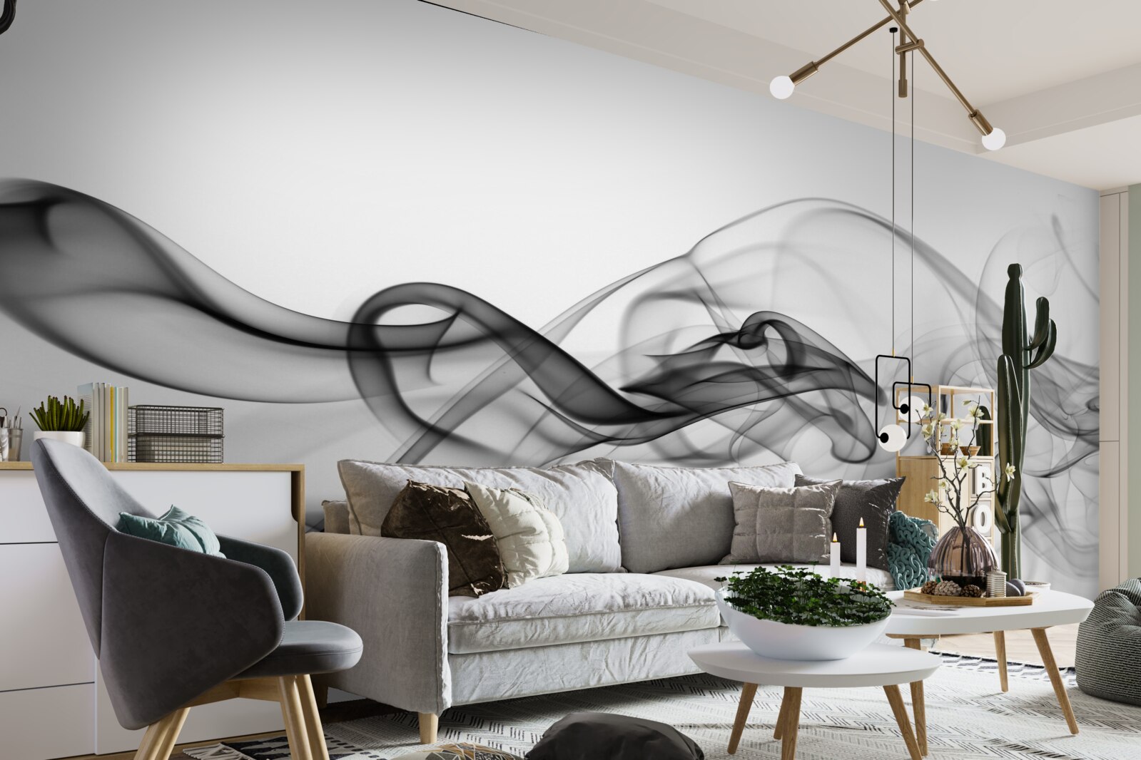 Fotobehang donkere wolk op lichte achtergrond