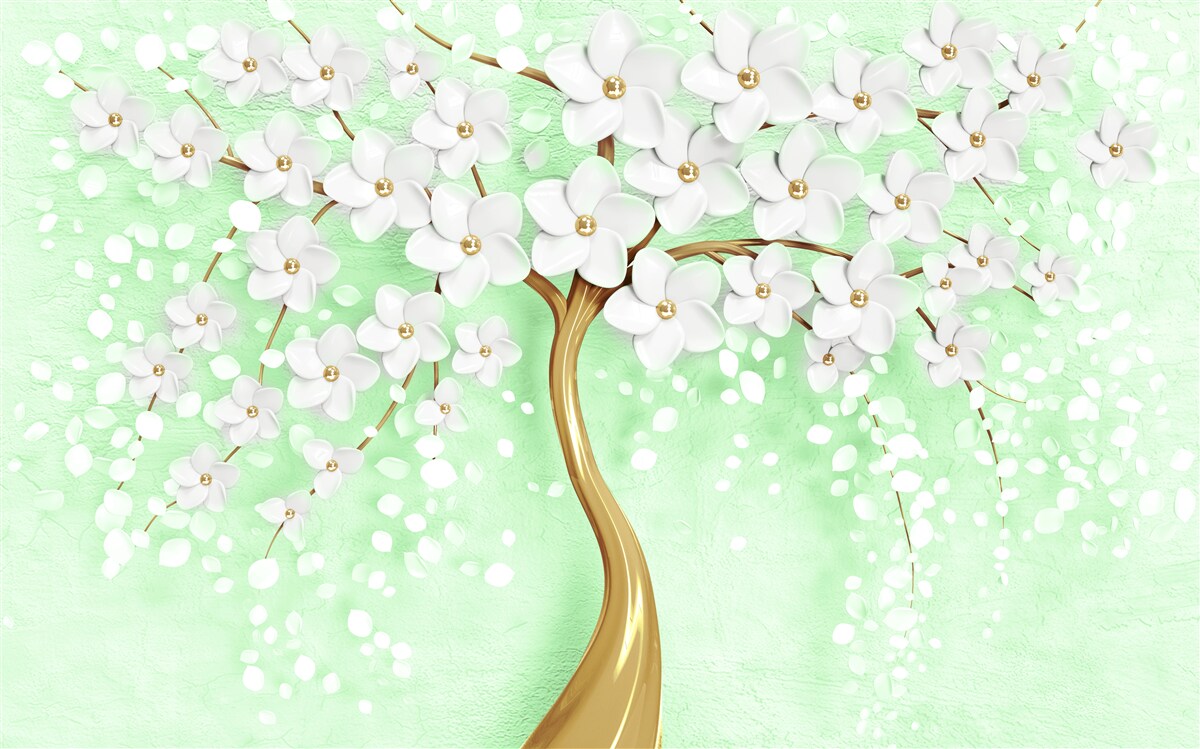 Fotobehang Sneeuwwitte kers in de zomertuin