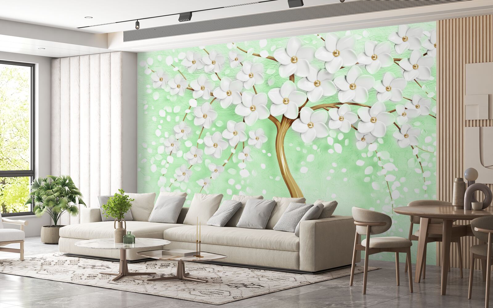 Fotobehang Sneeuwwitte kers in de zomertuin