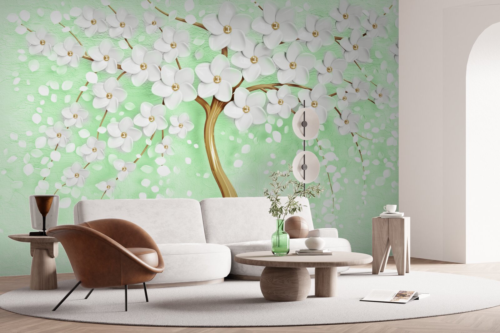 Fotobehang Sneeuwwitte kers in de zomertuin