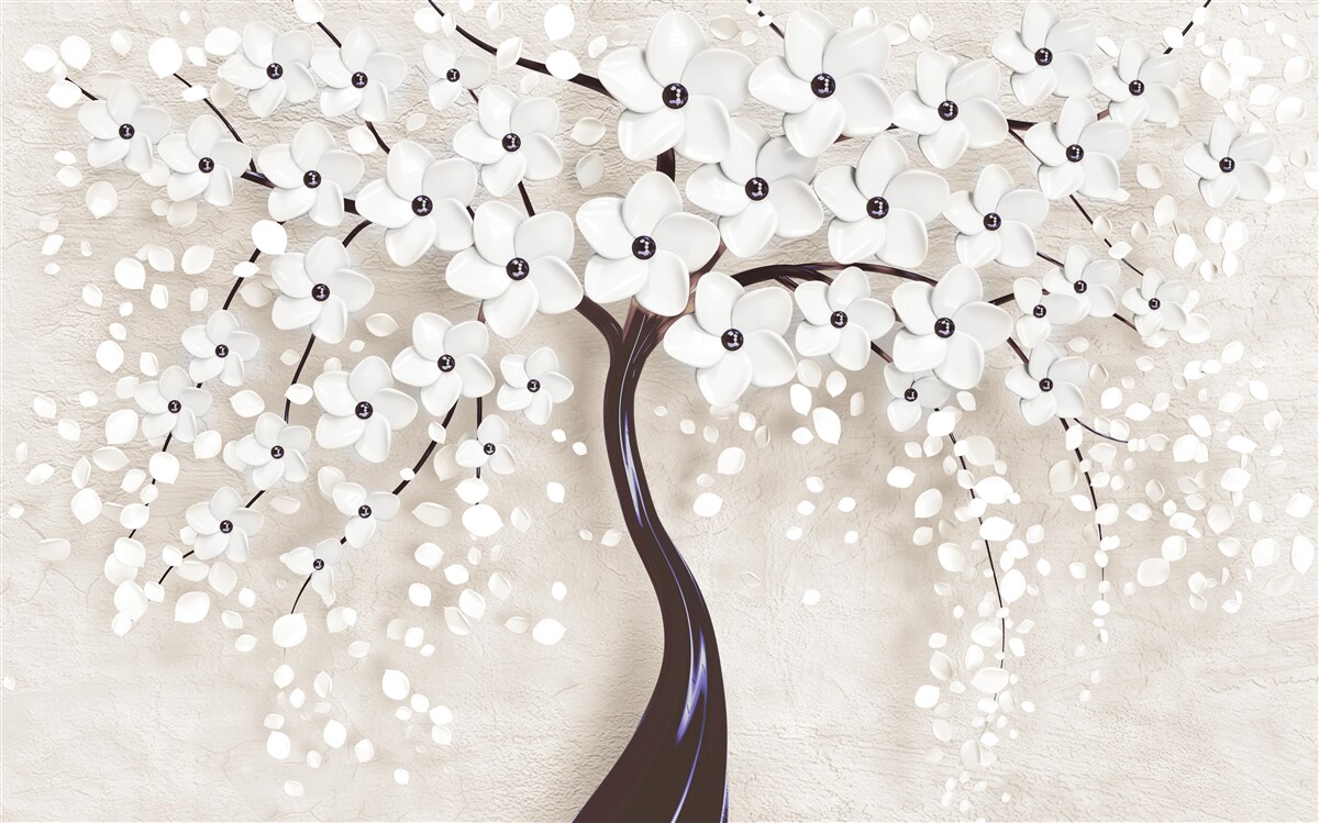 Fotobehang prachtige witte boom in volle bloei