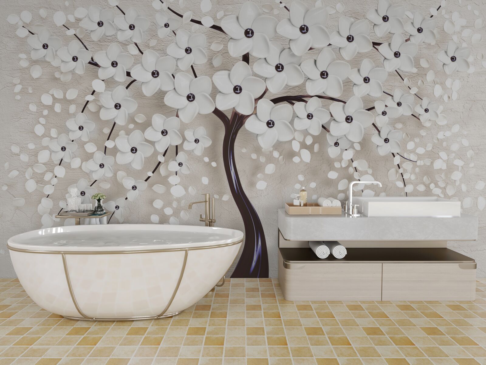 Fotobehang prachtige witte boom in volle bloei