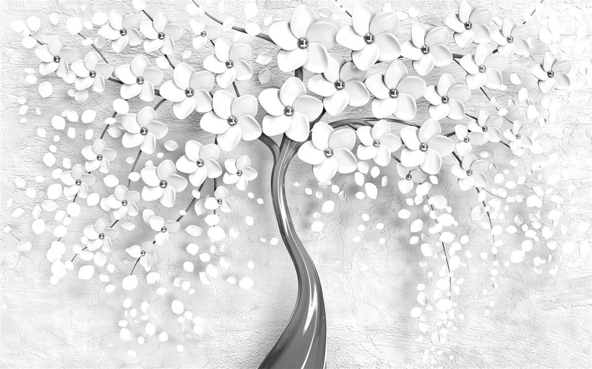 Fotobehang een ranke boom die tot bloei is gekomen