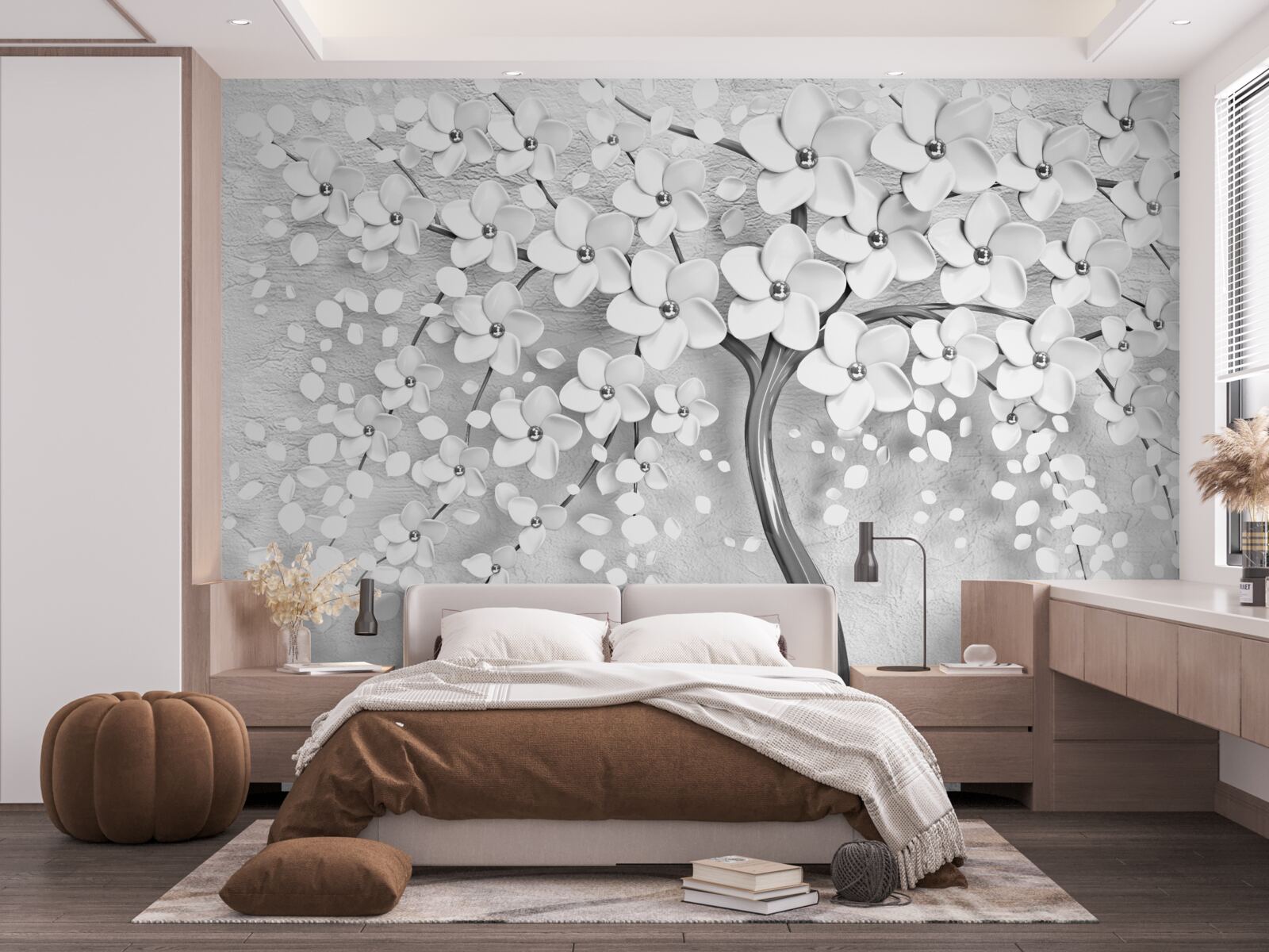 Fotobehang een ranke boom die tot bloei is gekomen