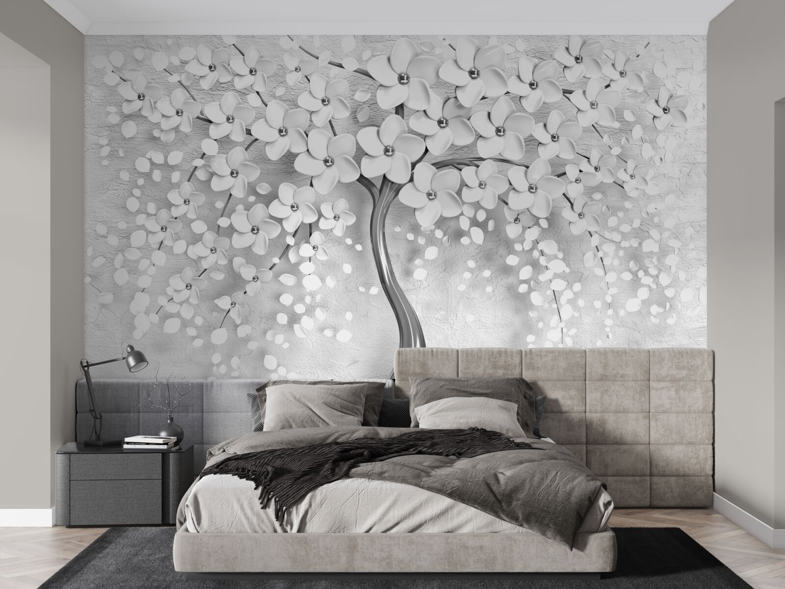 Fotobehang een ranke boom die tot bloei is gekomen