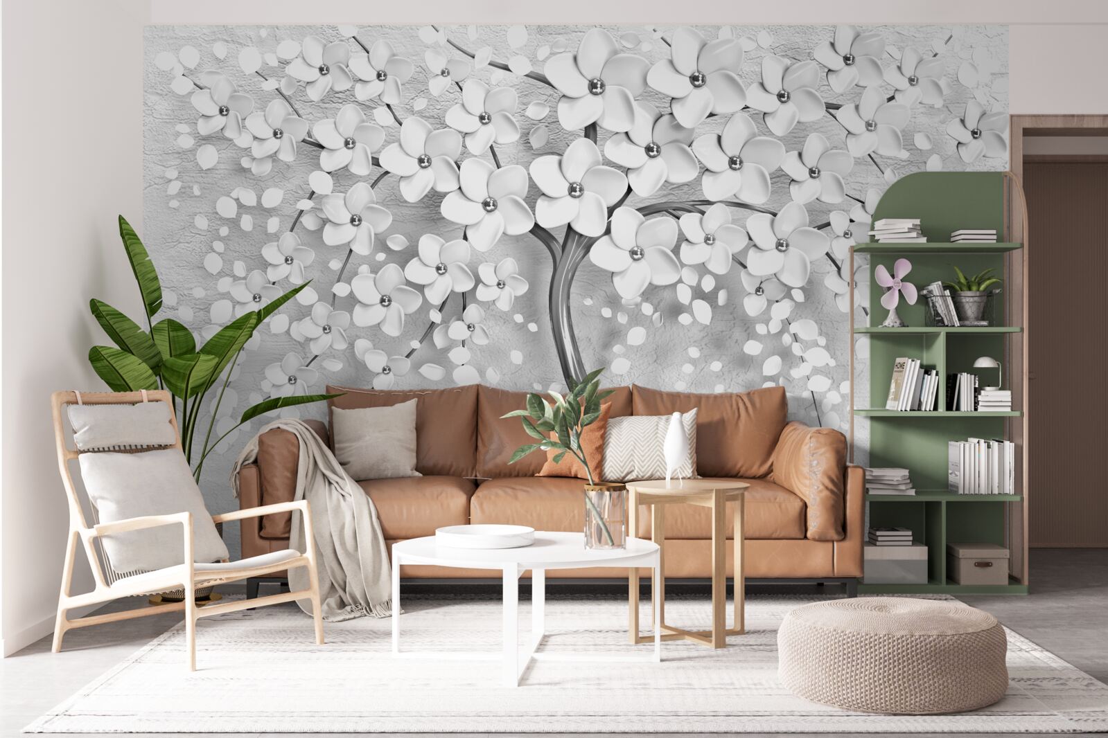 Fotobehang een ranke boom die tot bloei is gekomen