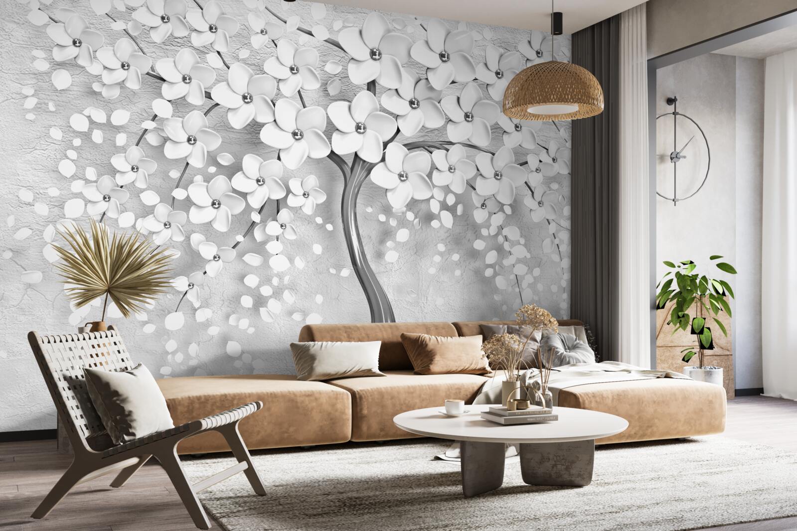 Fotobehang een ranke boom die tot bloei is gekomen