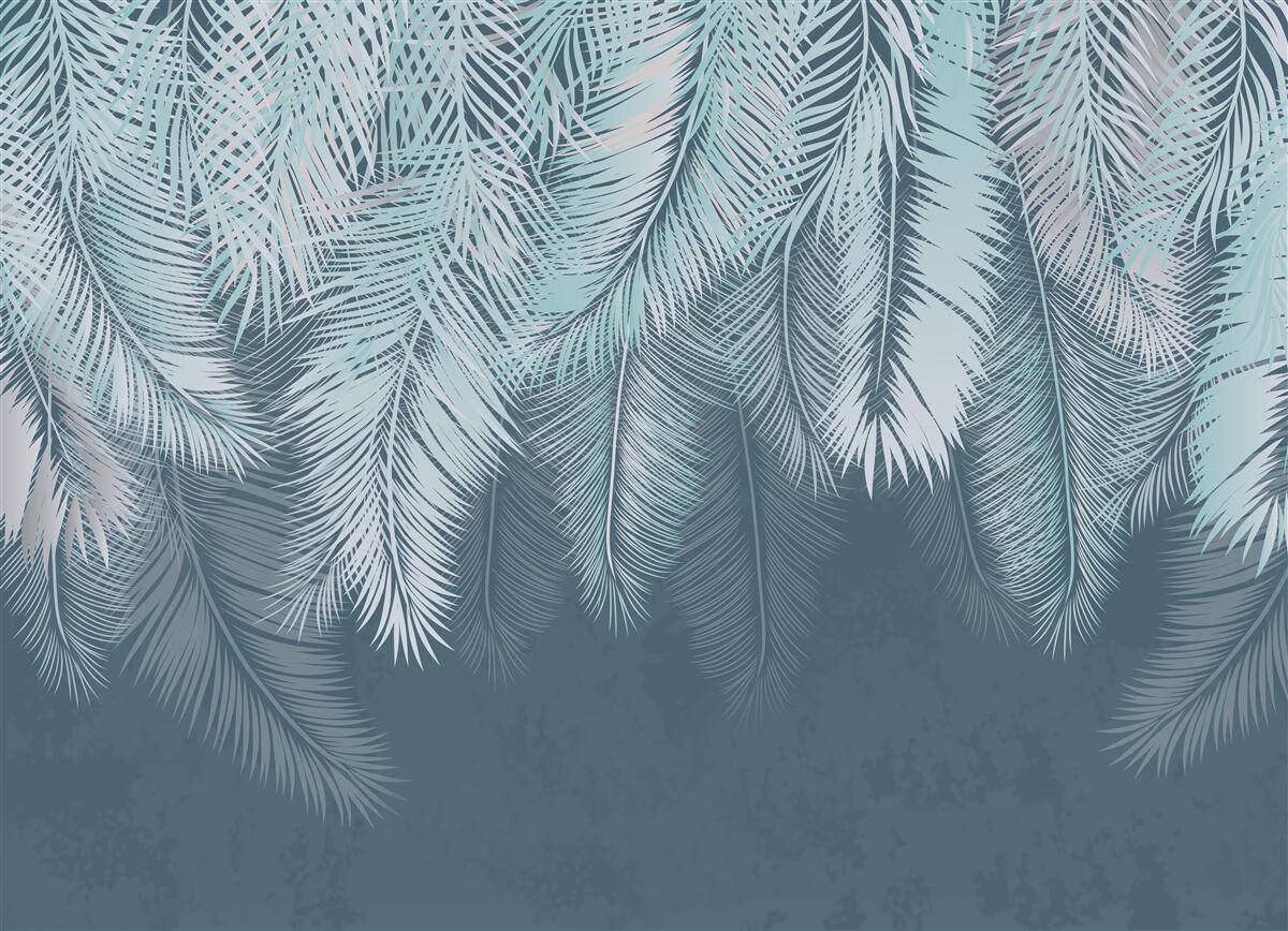 Fotobehang de bladeren zijn lichtgroen en de punten wijzen naar beneden