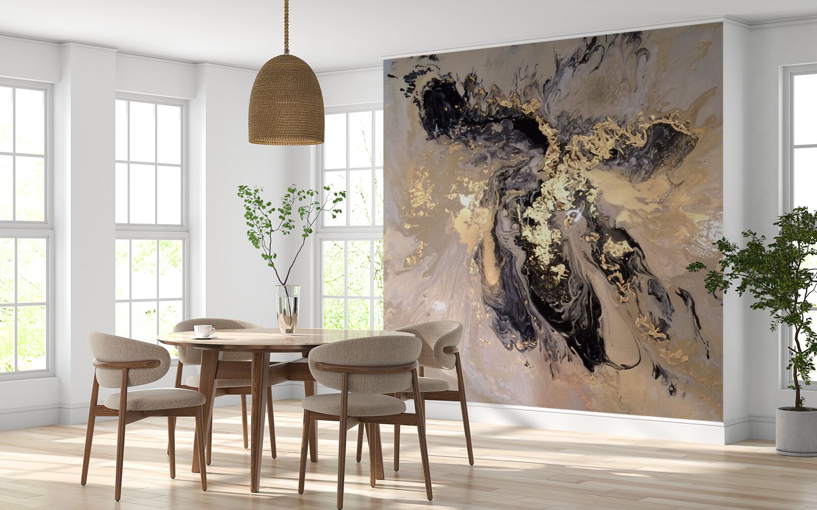 Fotobehang spiegelbeeld van donkere wolken op het wateroppervlak