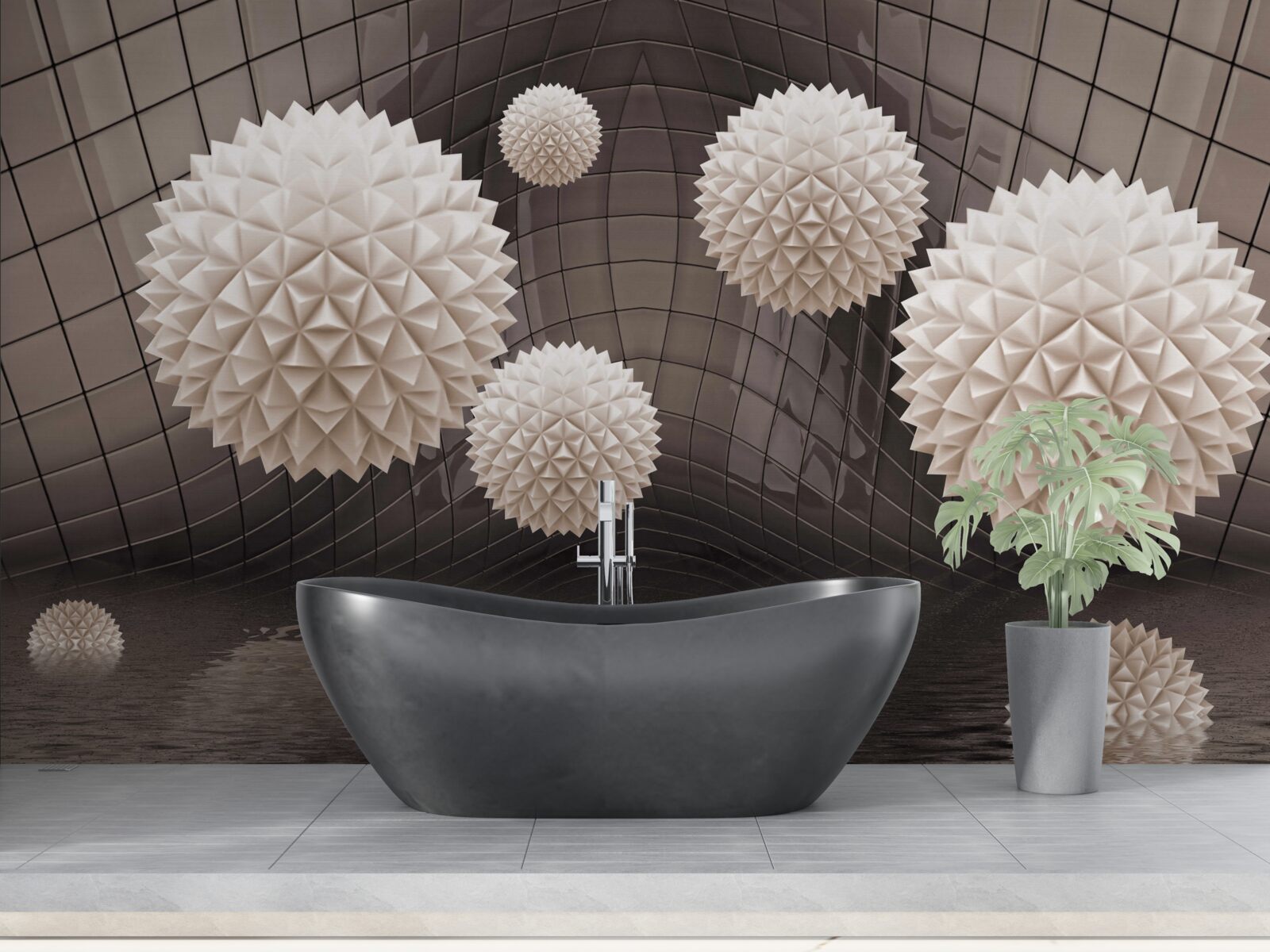 Fotobehang scherpe ballen zwevend in de lucht, lichtroze van kleur