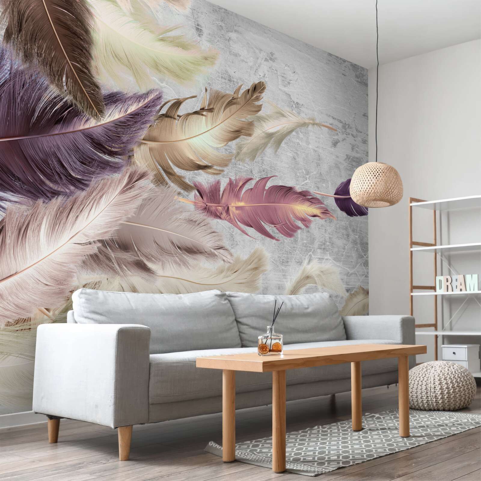 Fotobehang veren van verschillende kleuren wiegen in de wind