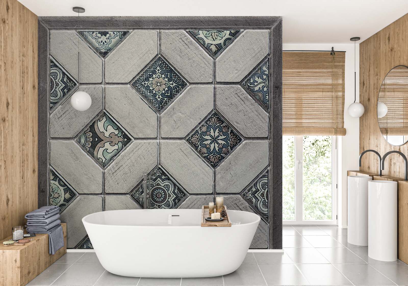 Fotobehang vormen die samenkomen in abstractie