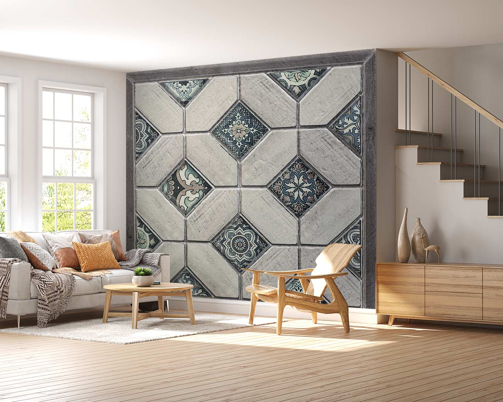 Fotobehang vormen die samenkomen in abstractie