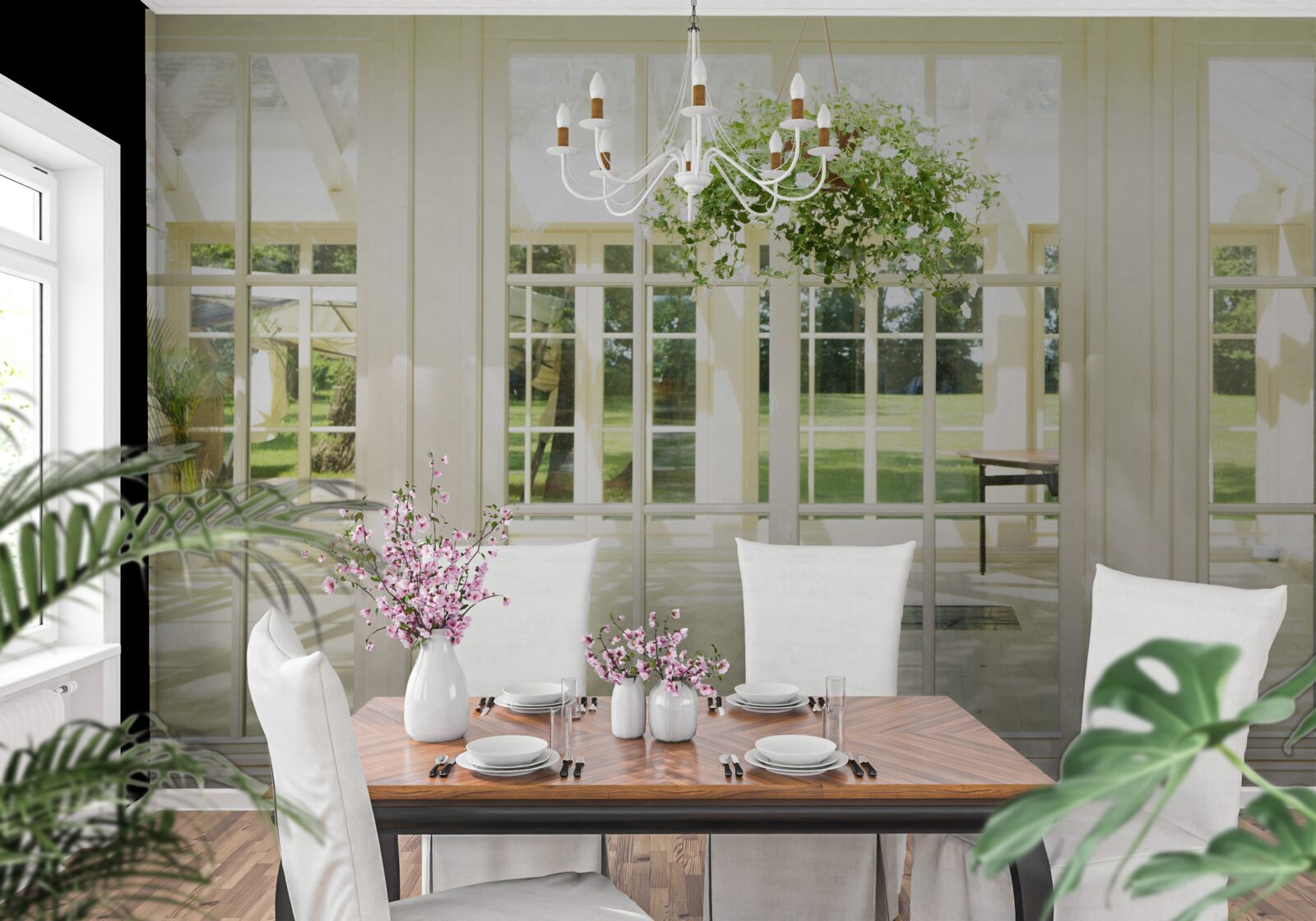 Fotobehang landhuis interieur in felle kleuren