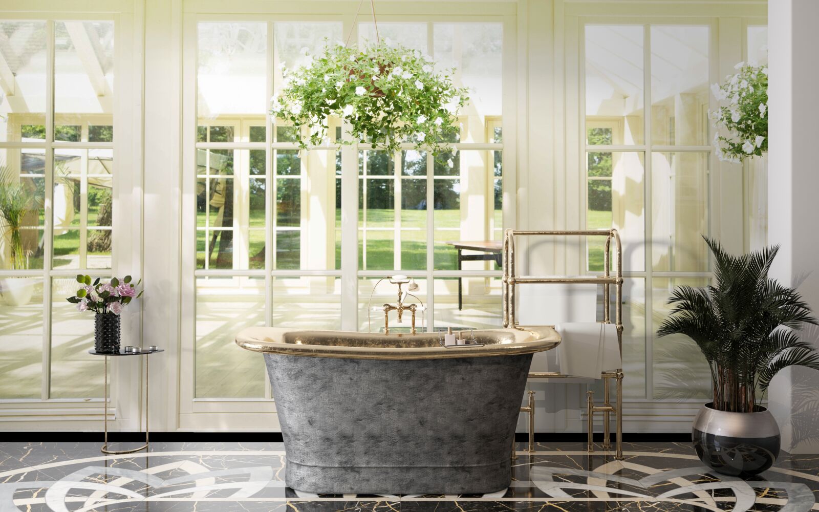 Fotobehang landhuis interieur in felle kleuren