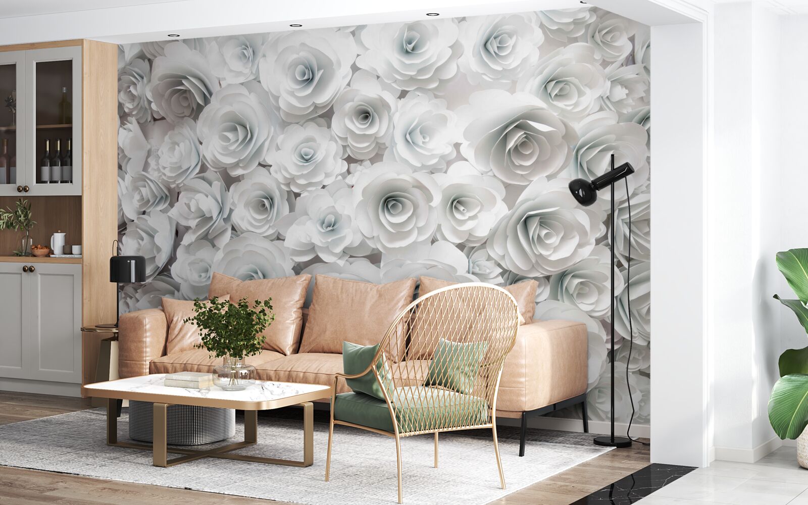 Fotobehang compositie van heldere bloemen