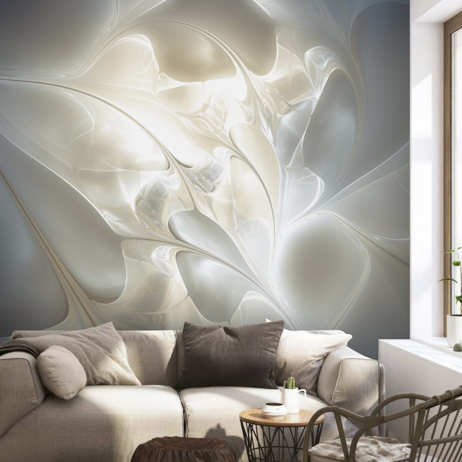 Fotobehang lichtstralen door bloemblaadjes