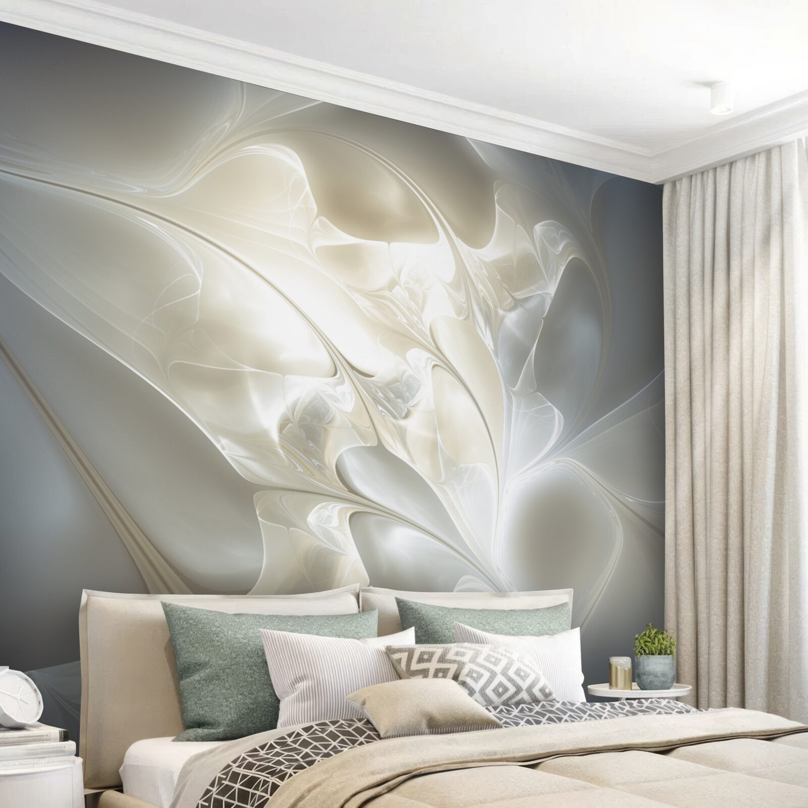 Fotobehang lichtstralen door bloemblaadjes