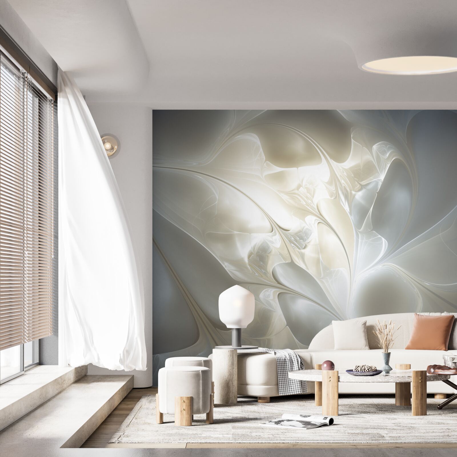 Fotobehang lichtstralen door bloemblaadjes