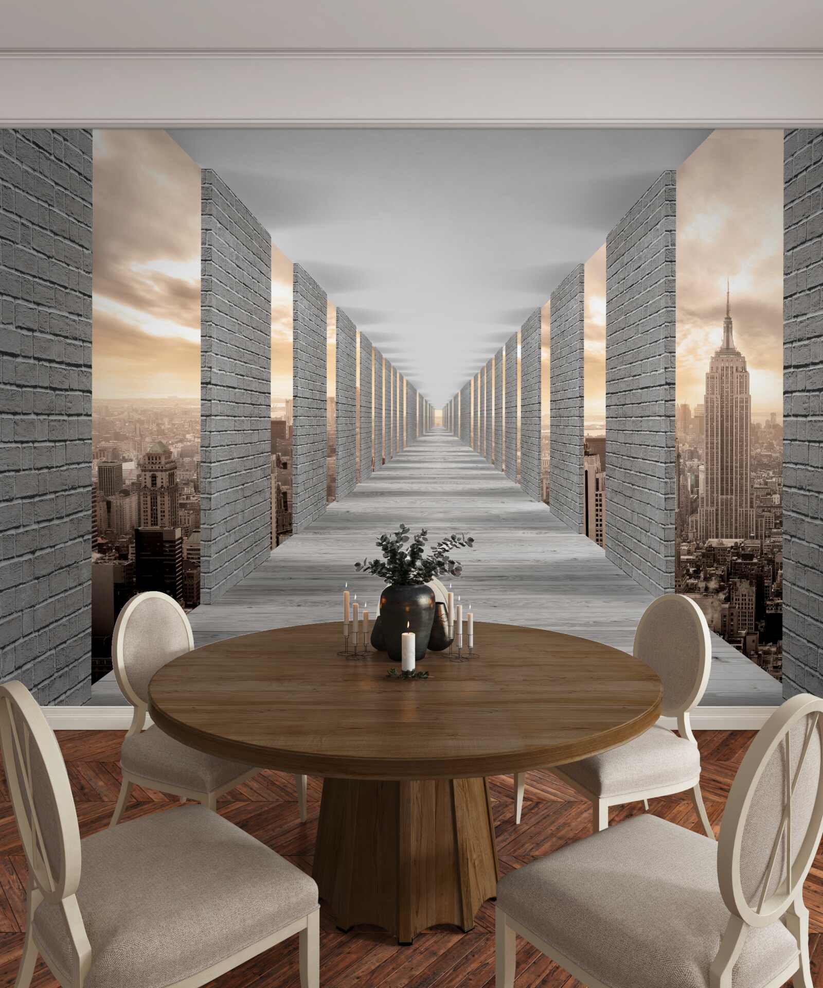 Fotobehang driedimensionale tunnel die in de verte verdwijnt