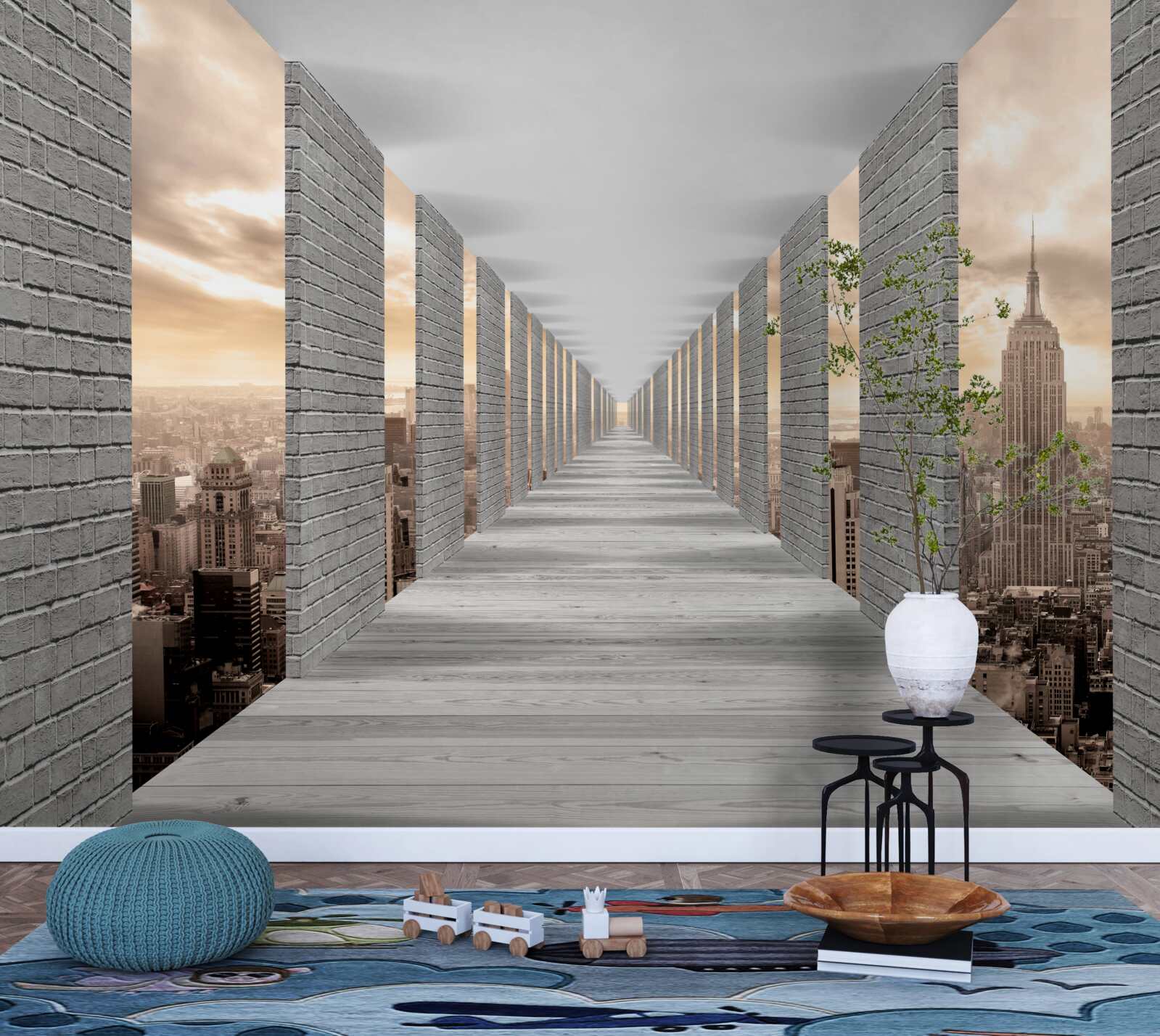 Fotobehang driedimensionale tunnel die in de verte verdwijnt