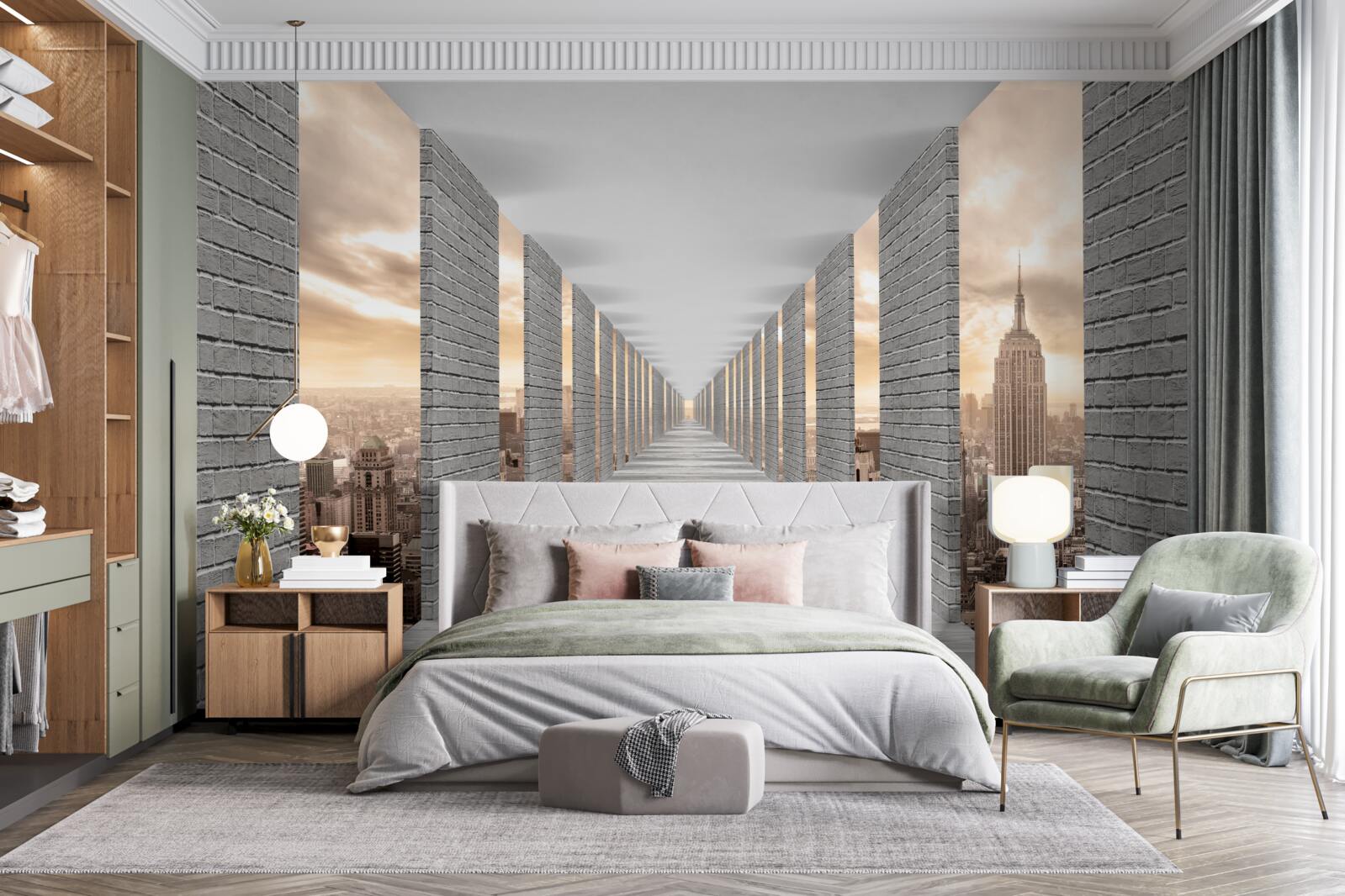 Fotobehang driedimensionale tunnel die in de verte verdwijnt