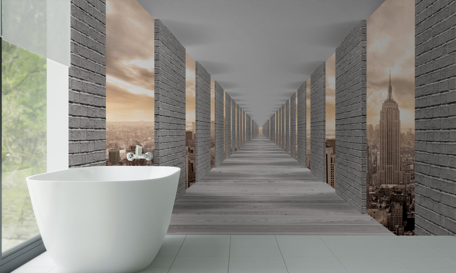 Fotobehang driedimensionale tunnel die in de verte verdwijnt