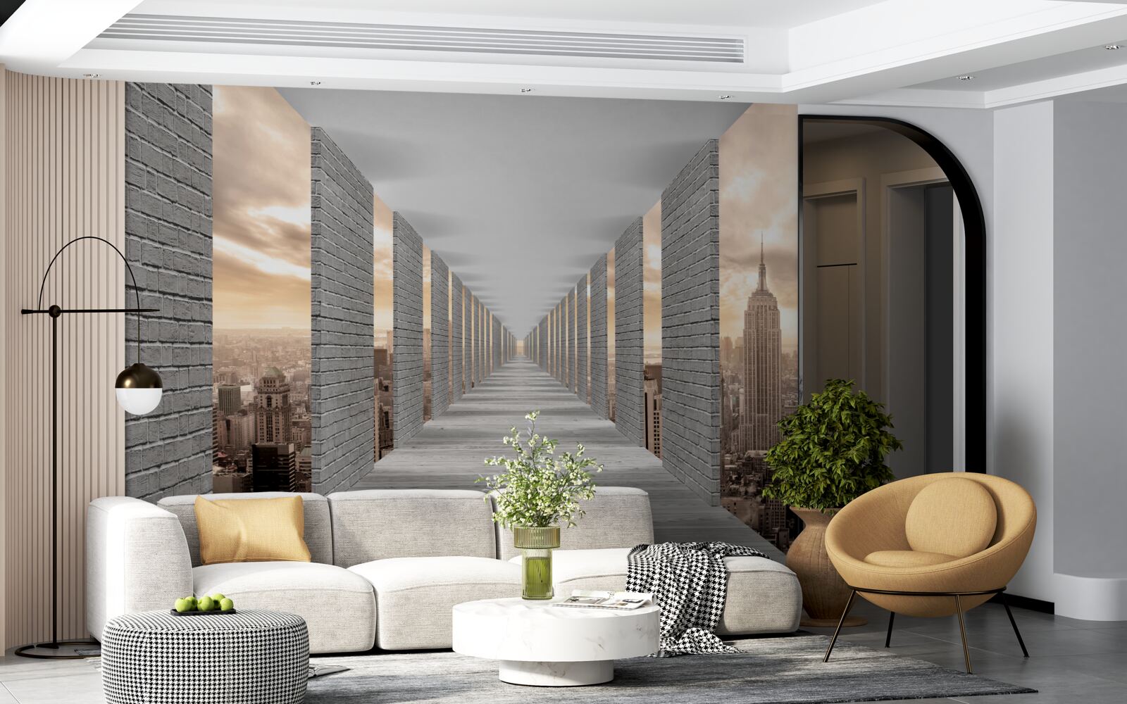 Fotobehang driedimensionale tunnel die in de verte verdwijnt