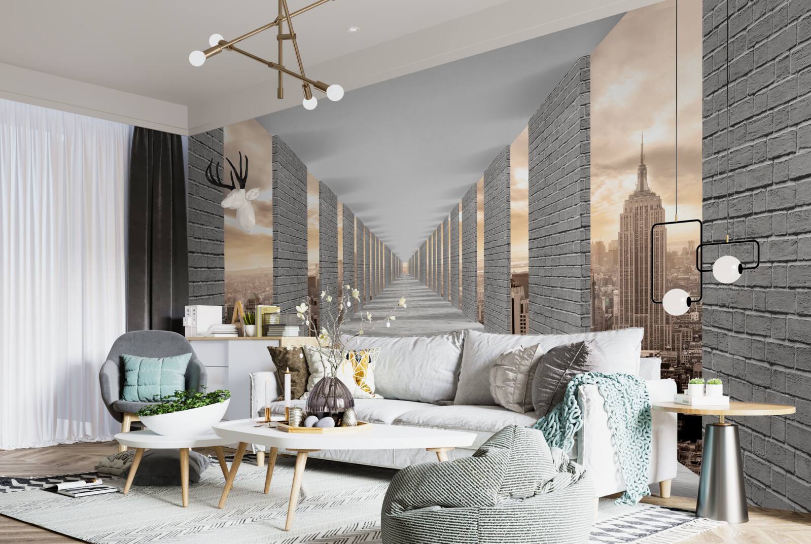 Fotobehang driedimensionale tunnel die in de verte verdwijnt