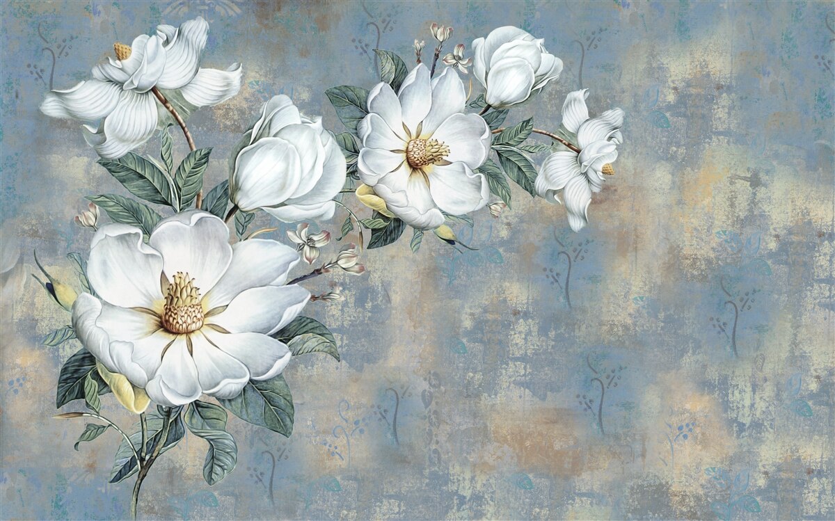 Fotobehang witte lelieknoppen rusten op het wateroppervlak