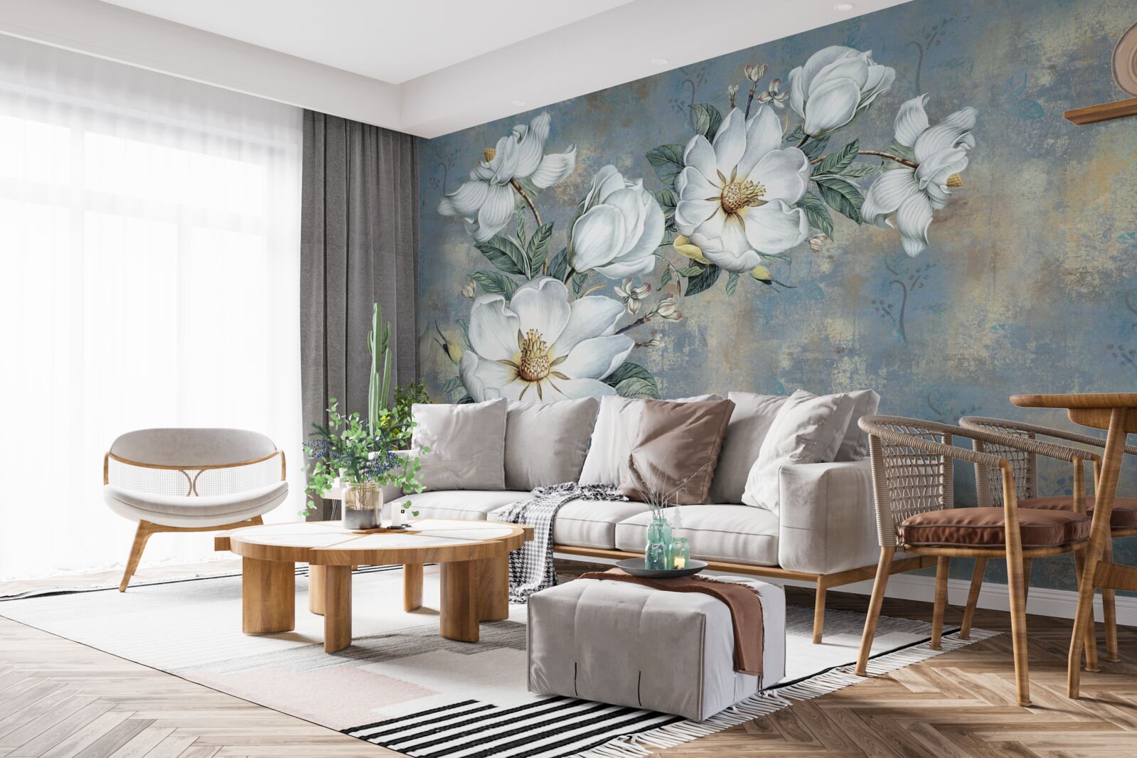 Fotobehang witte lelieknoppen rusten op het wateroppervlak