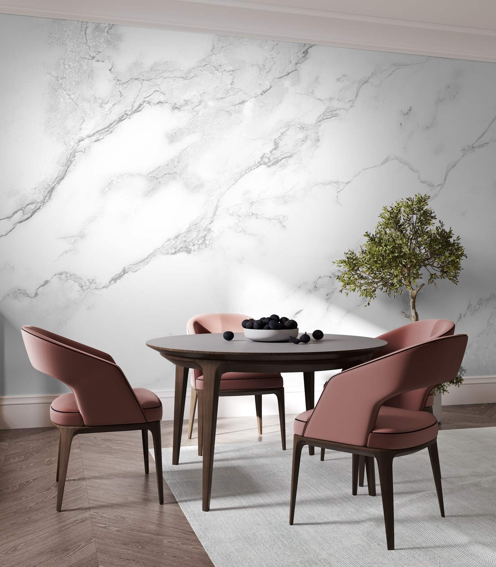 Fotobehang wit marmer met patronen