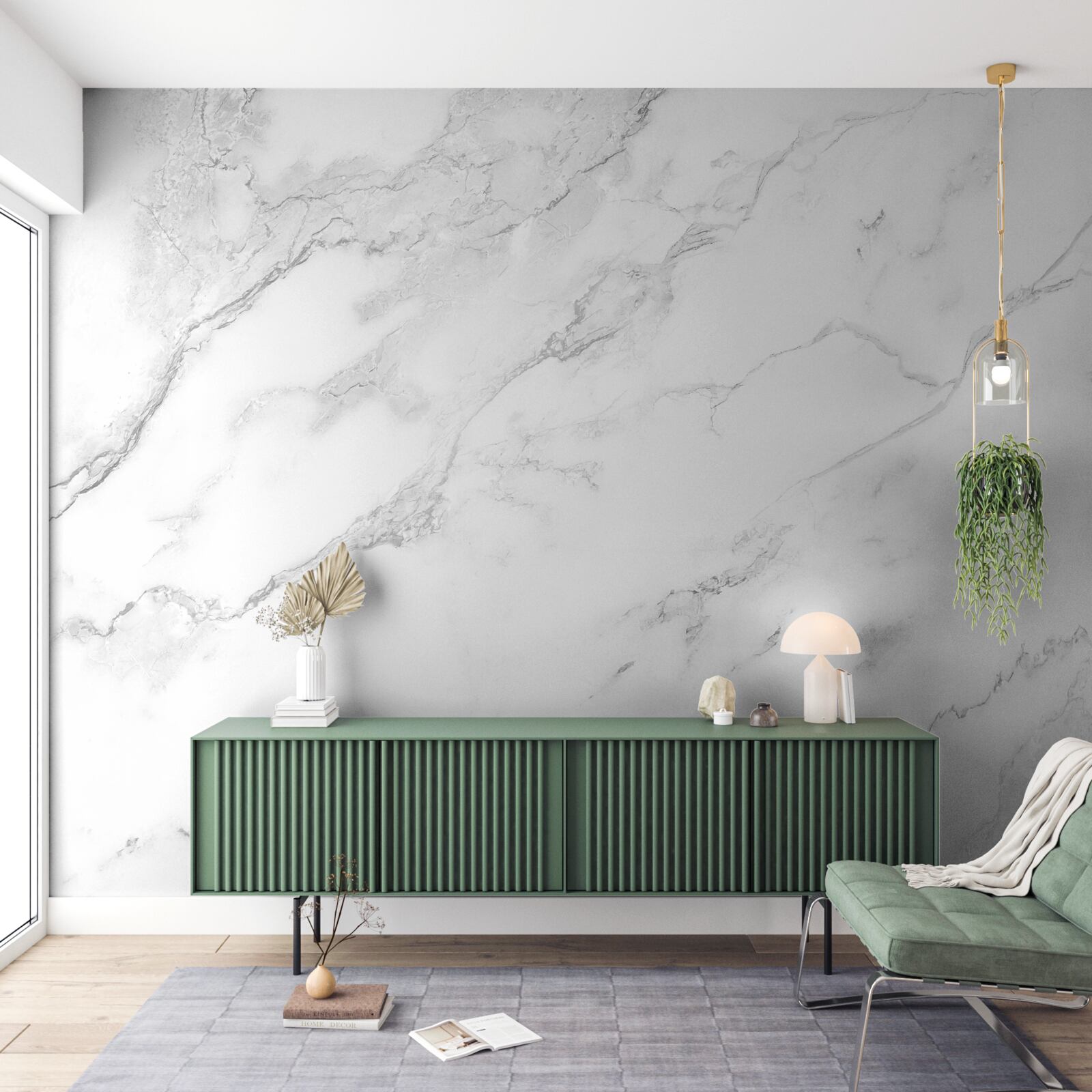 Fotobehang wit marmer met patronen