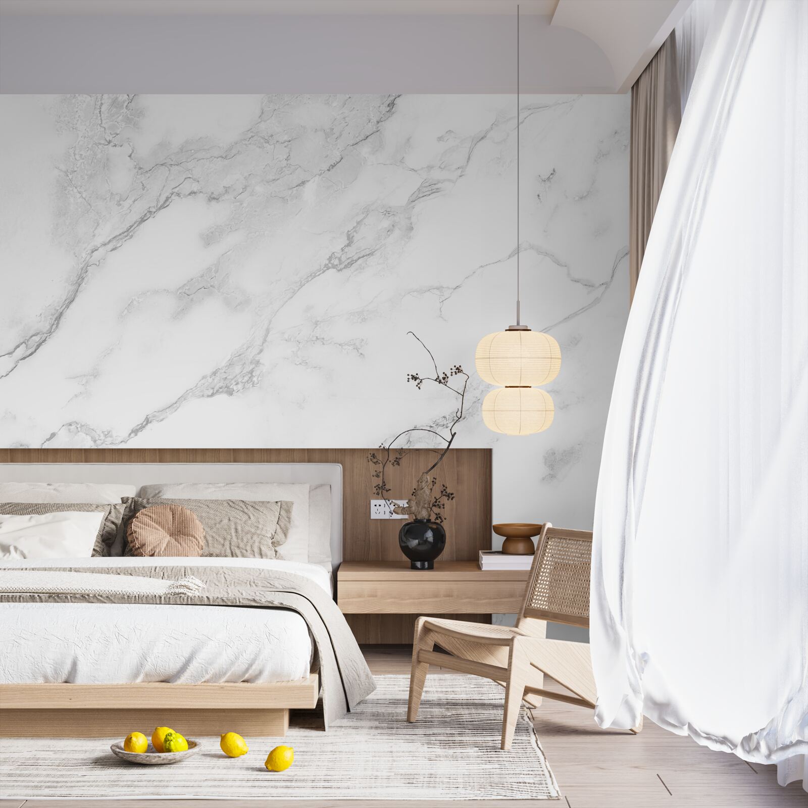 Fotobehang wit marmer met patronen