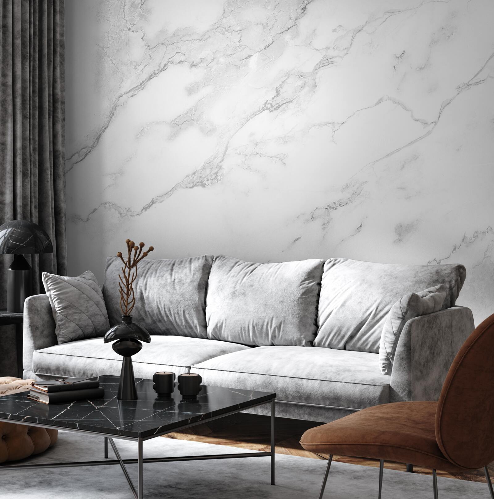 Fotobehang wit marmer met patronen