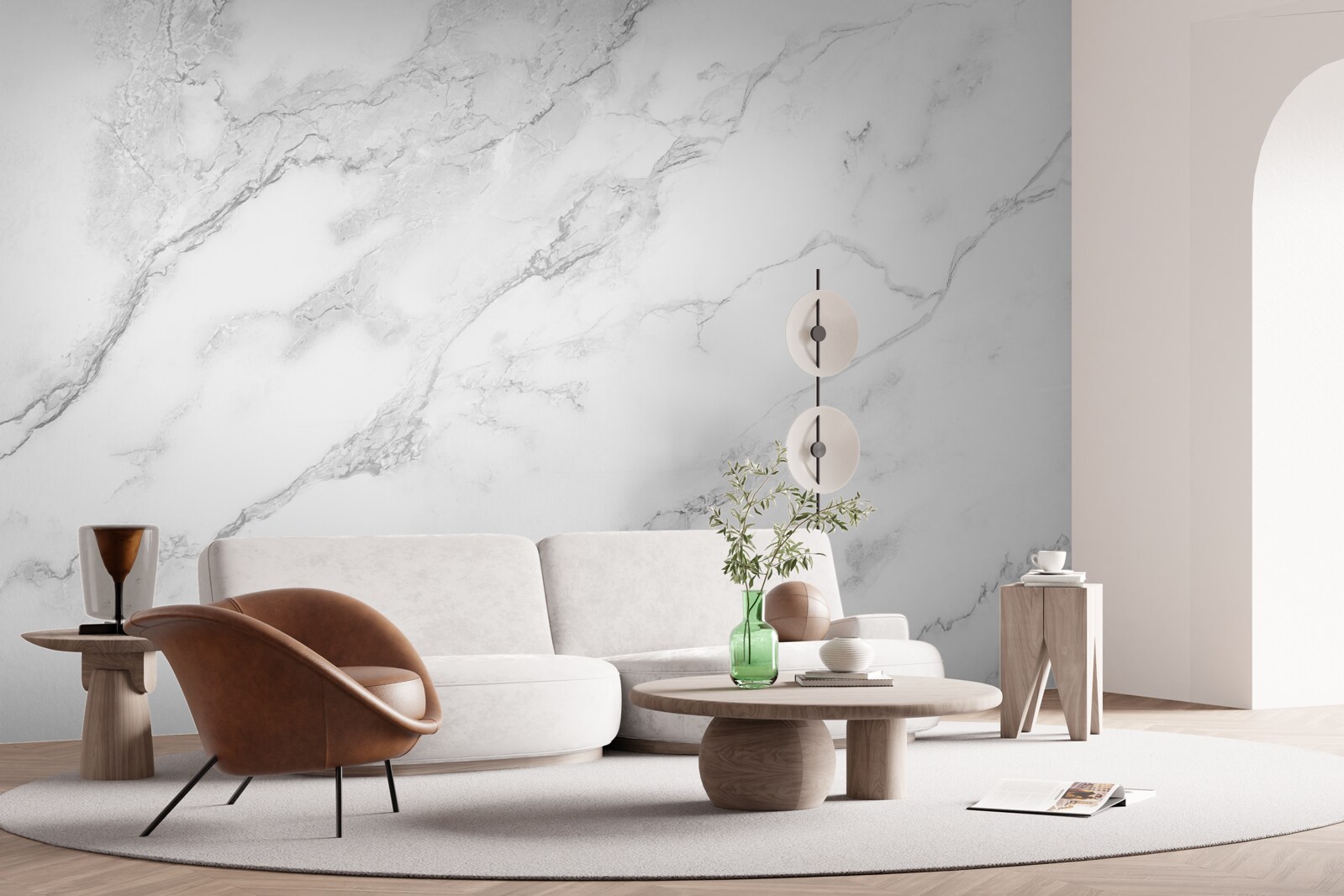 Fotobehang wit marmer met patronen