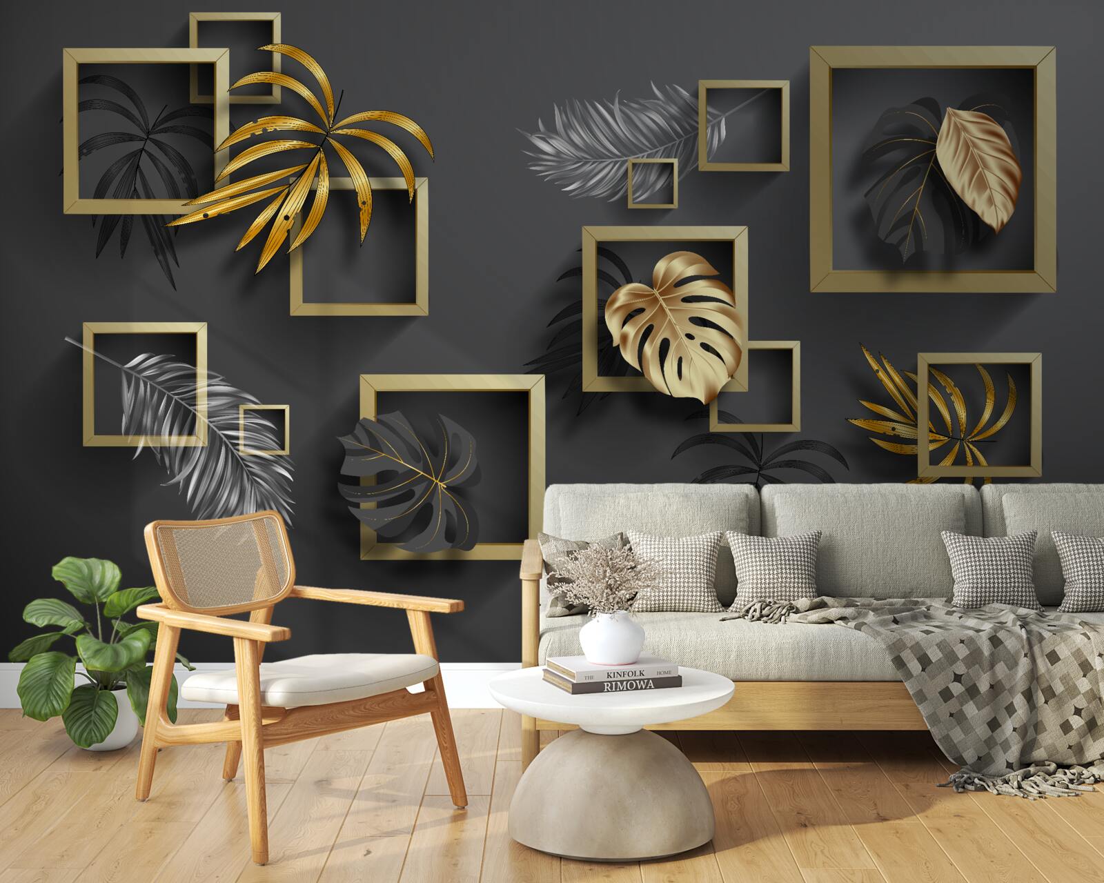 Fotobehang tropische planten binnen