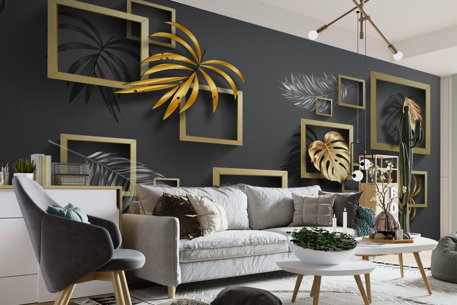 Fotobehang tropische planten binnen