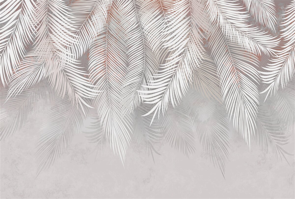 Fotobehang lichtbruine kleur van palmtakken
