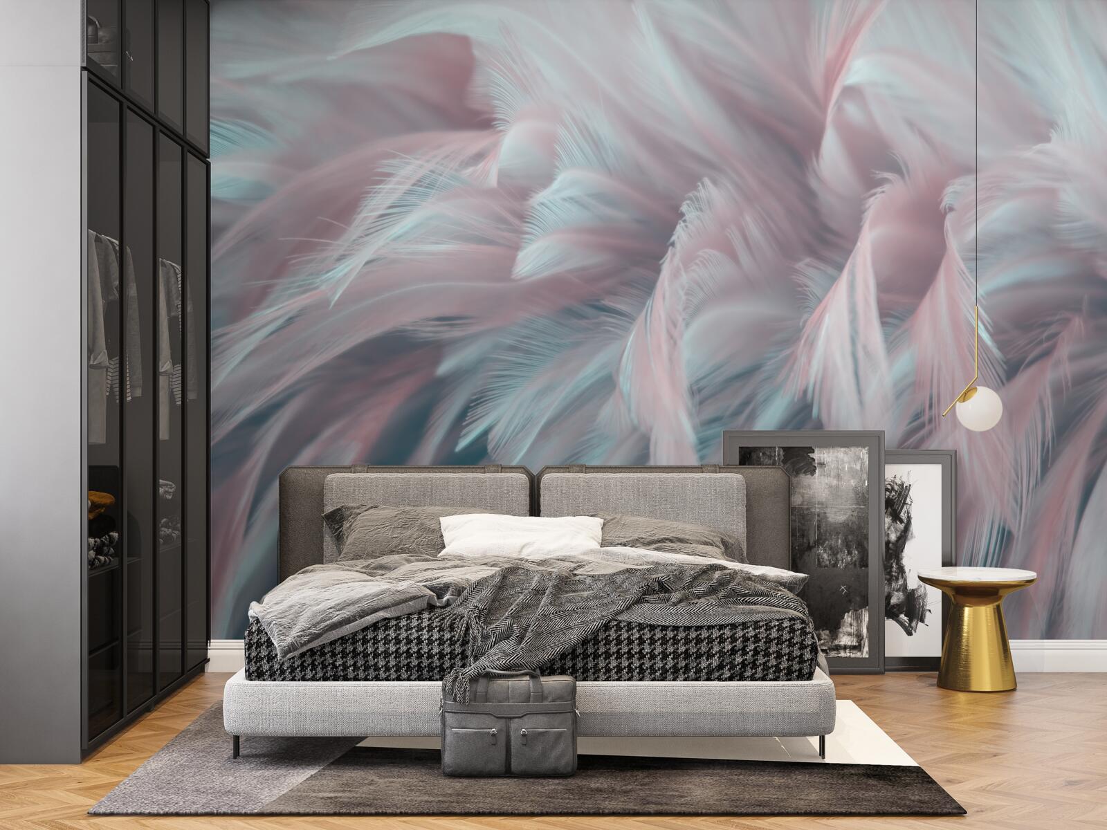 Fotobehang zachtroze veren