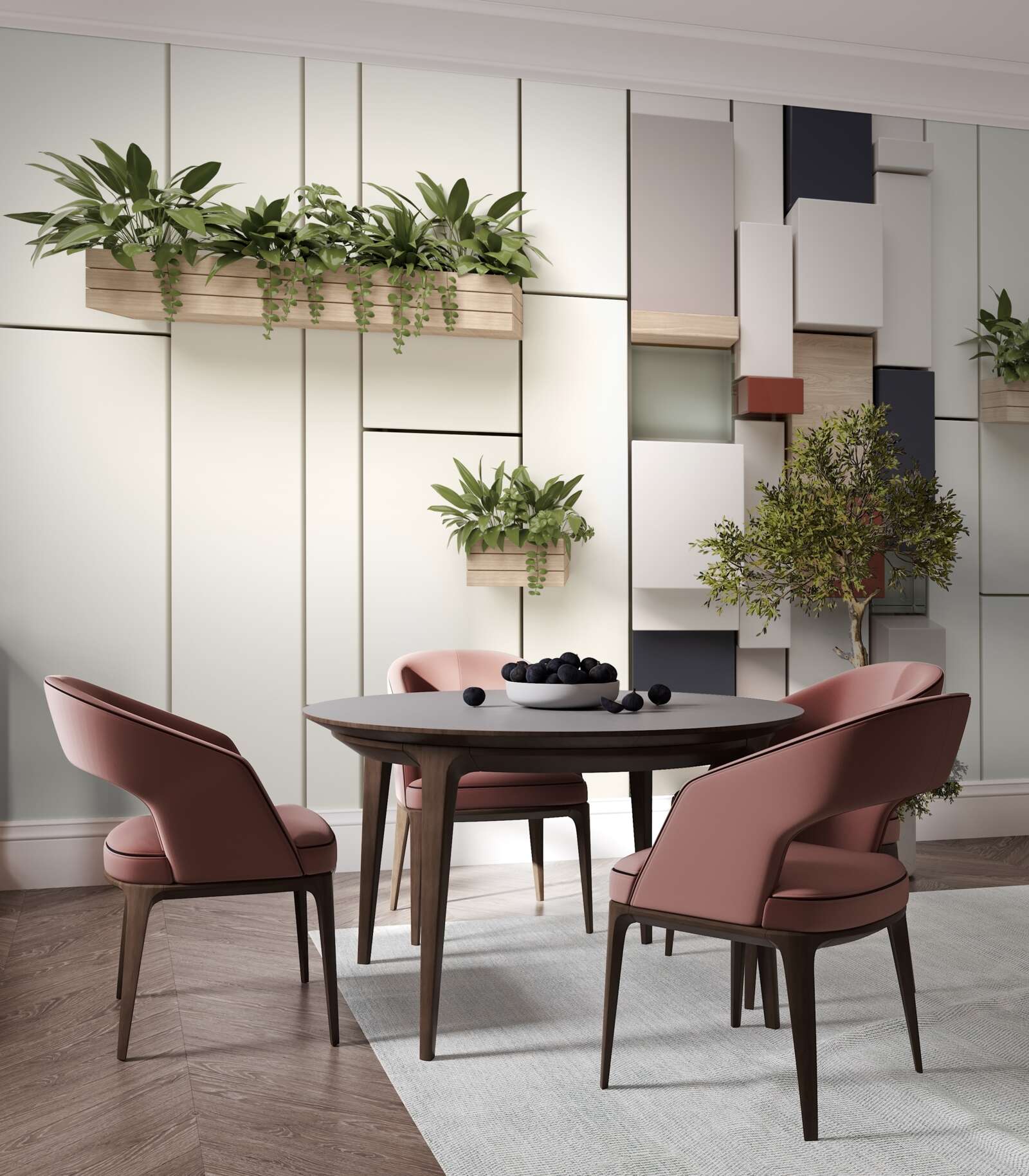 Fotobehang groene planten in potten