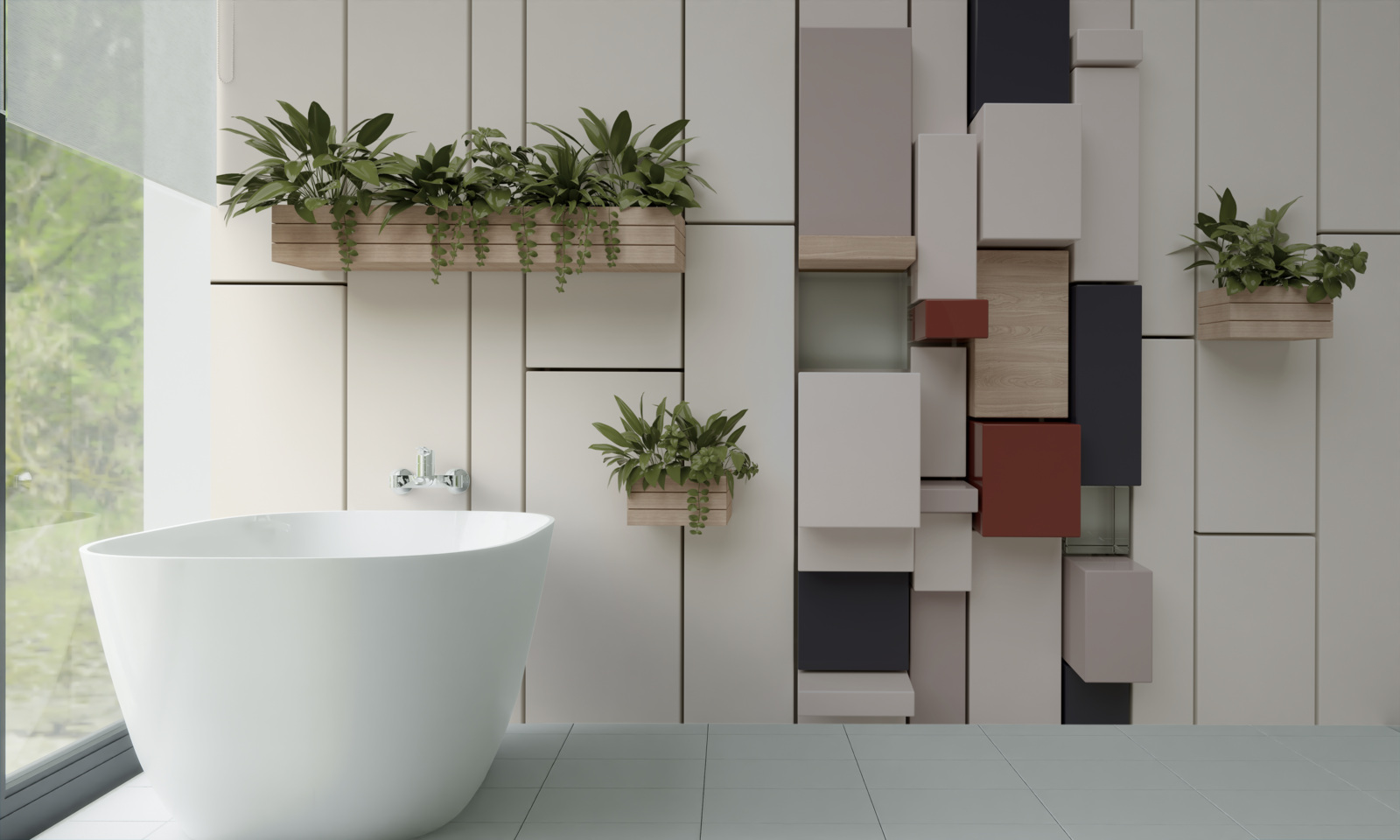 Fotobehang groene planten in potten