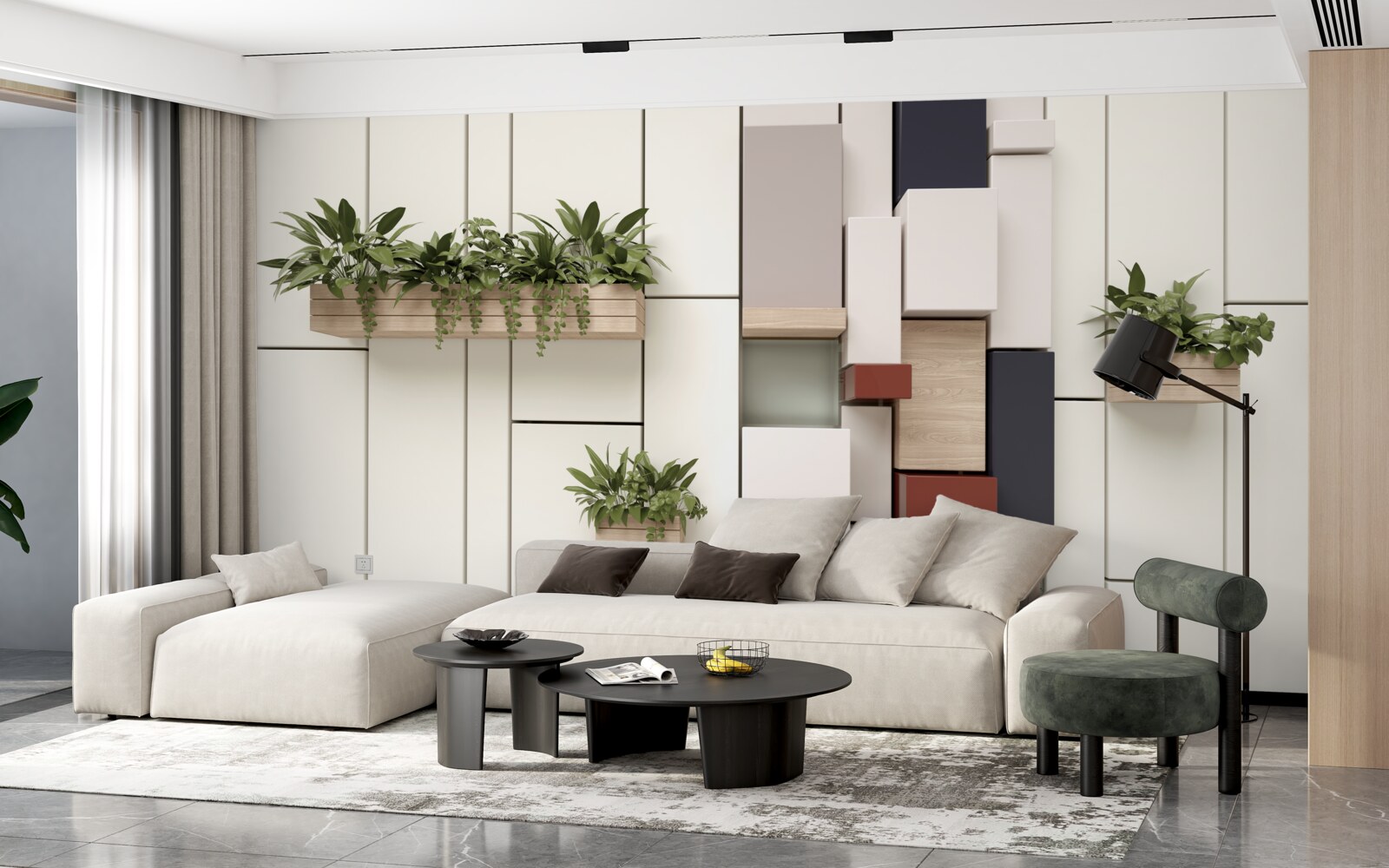 Fotobehang groene planten in potten