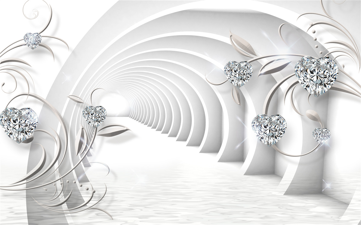 Fotobehang eindeloze gang gehuld in sneeuwwitte reinheid