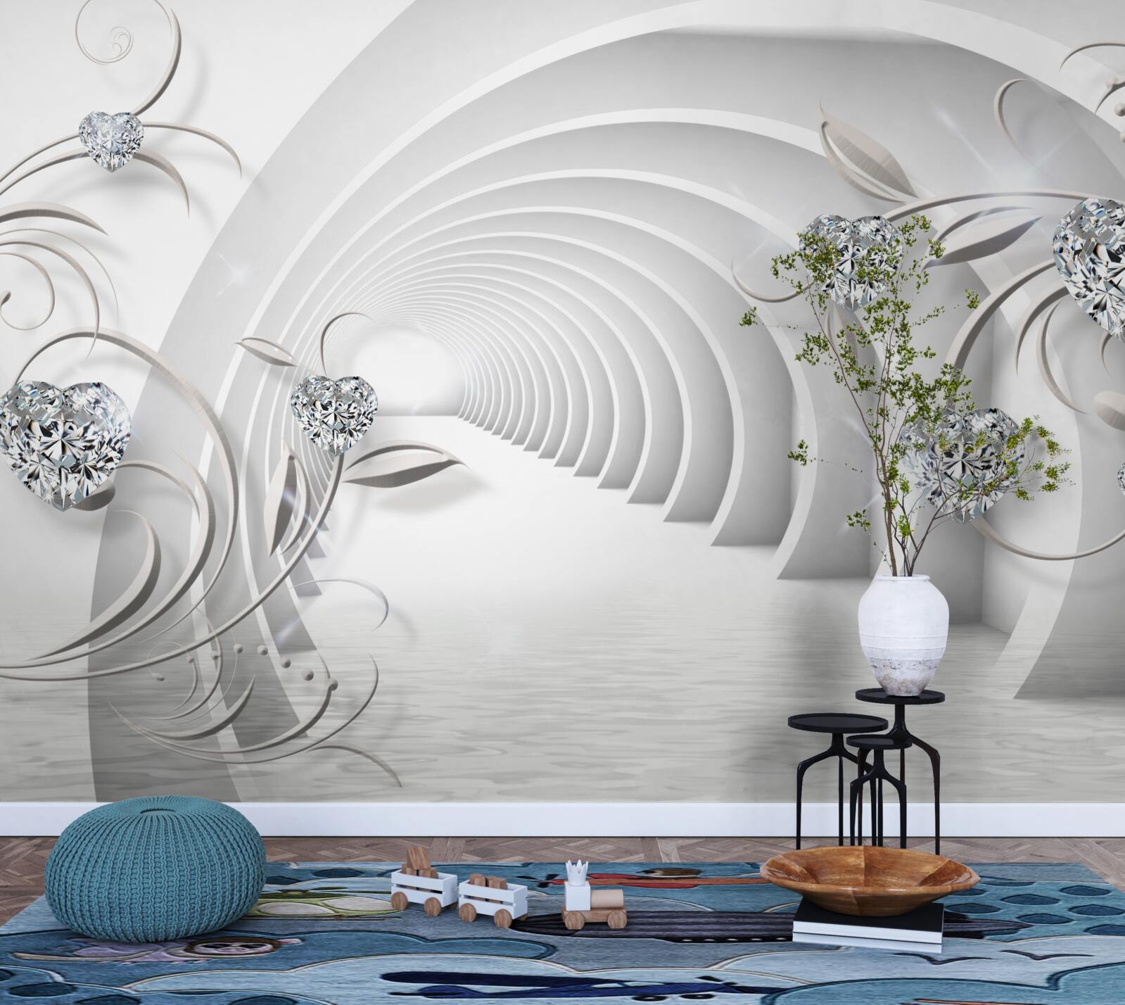 Fotobehang eindeloze gang gehuld in sneeuwwitte reinheid