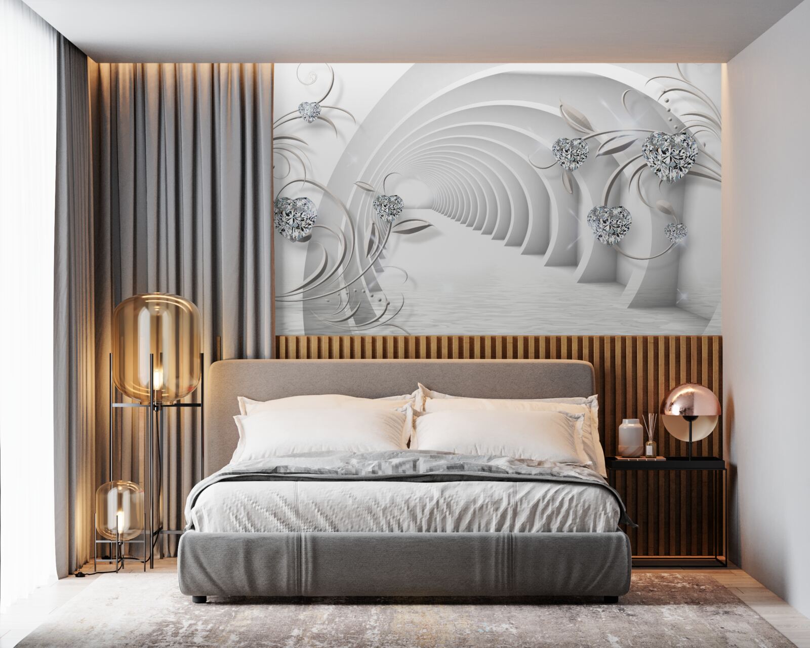 Fotobehang eindeloze gang gehuld in sneeuwwitte reinheid