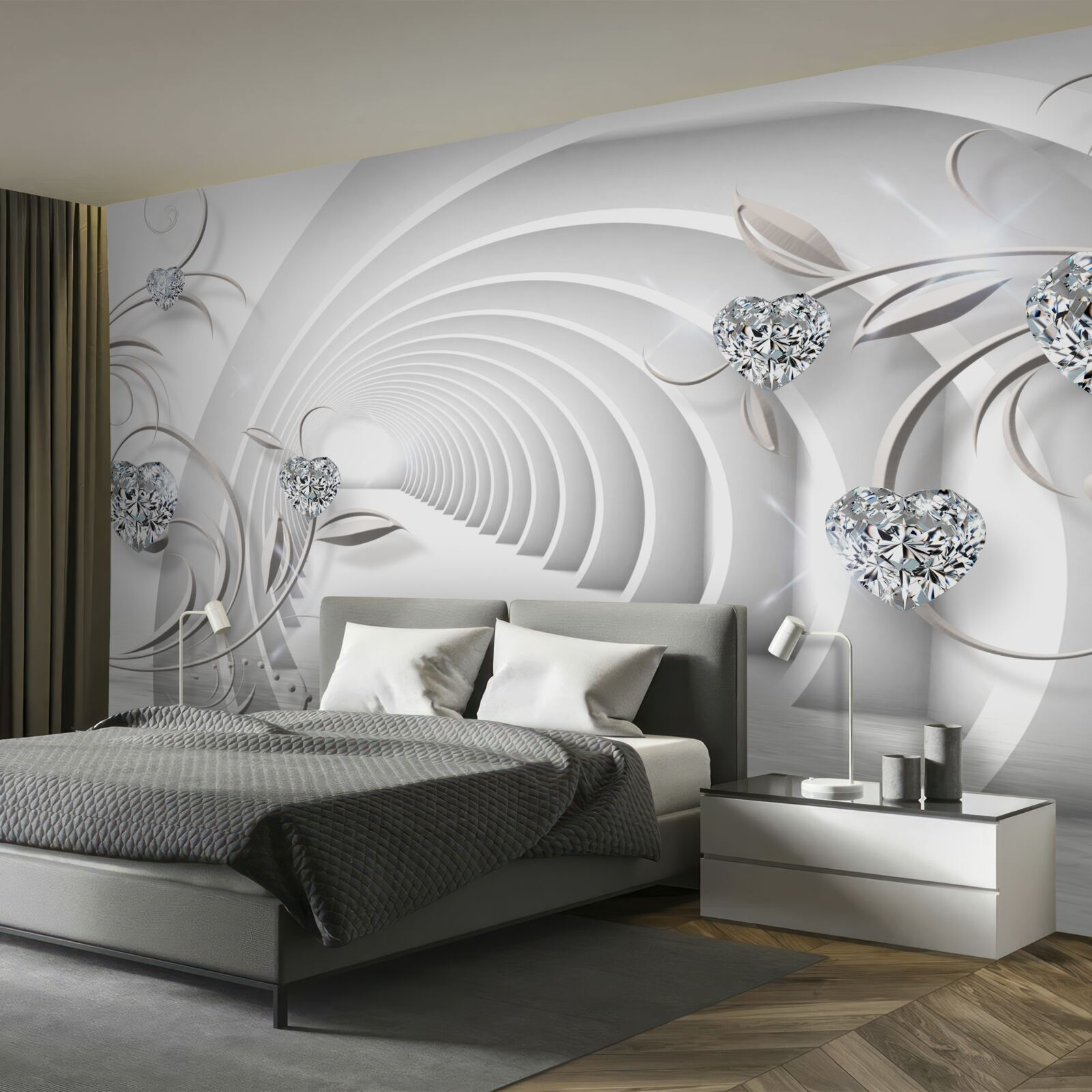 Fotobehang eindeloze gang gehuld in sneeuwwitte reinheid