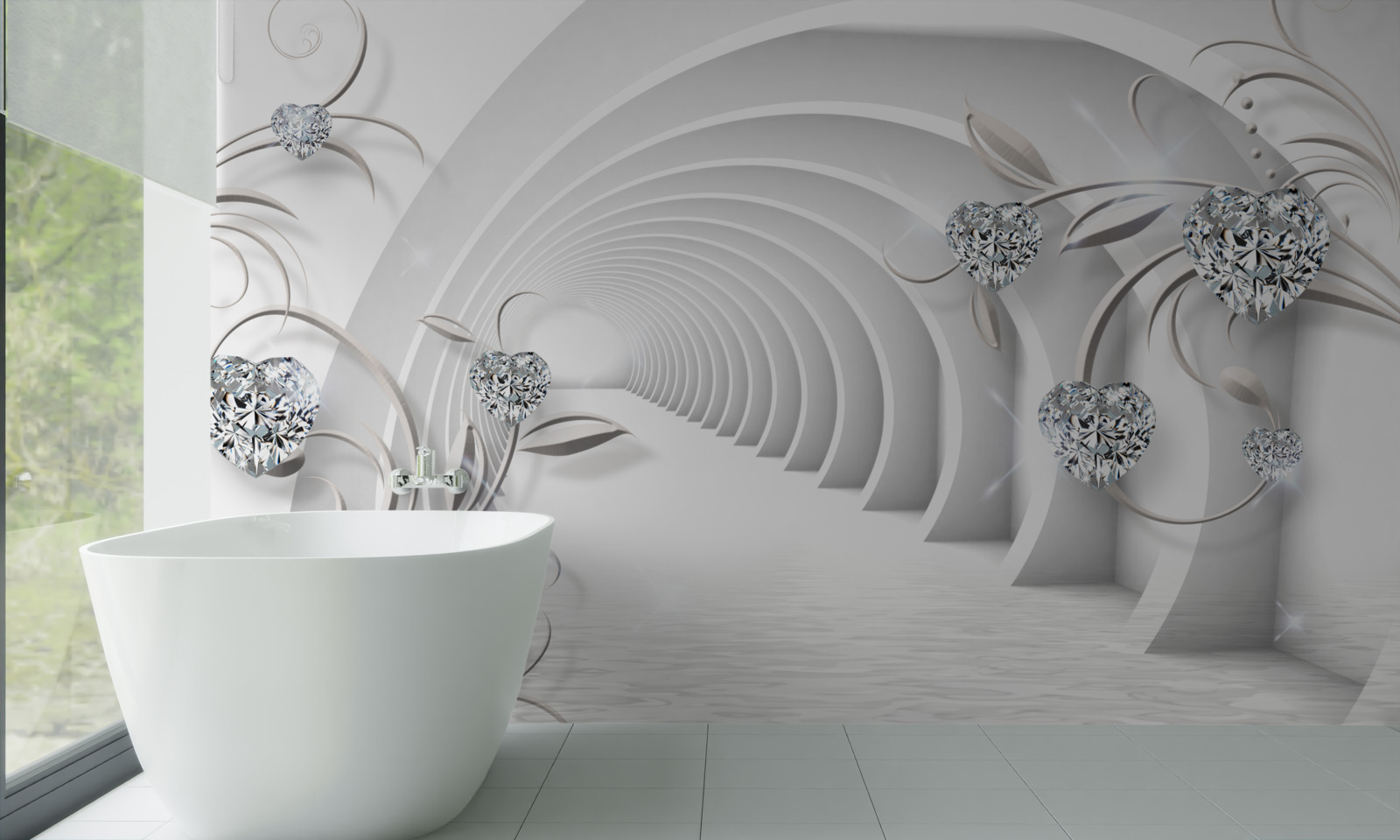 Fotobehang eindeloze gang gehuld in sneeuwwitte reinheid