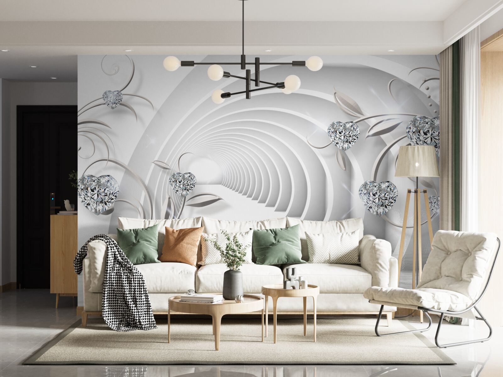 Fotobehang eindeloze gang gehuld in sneeuwwitte reinheid