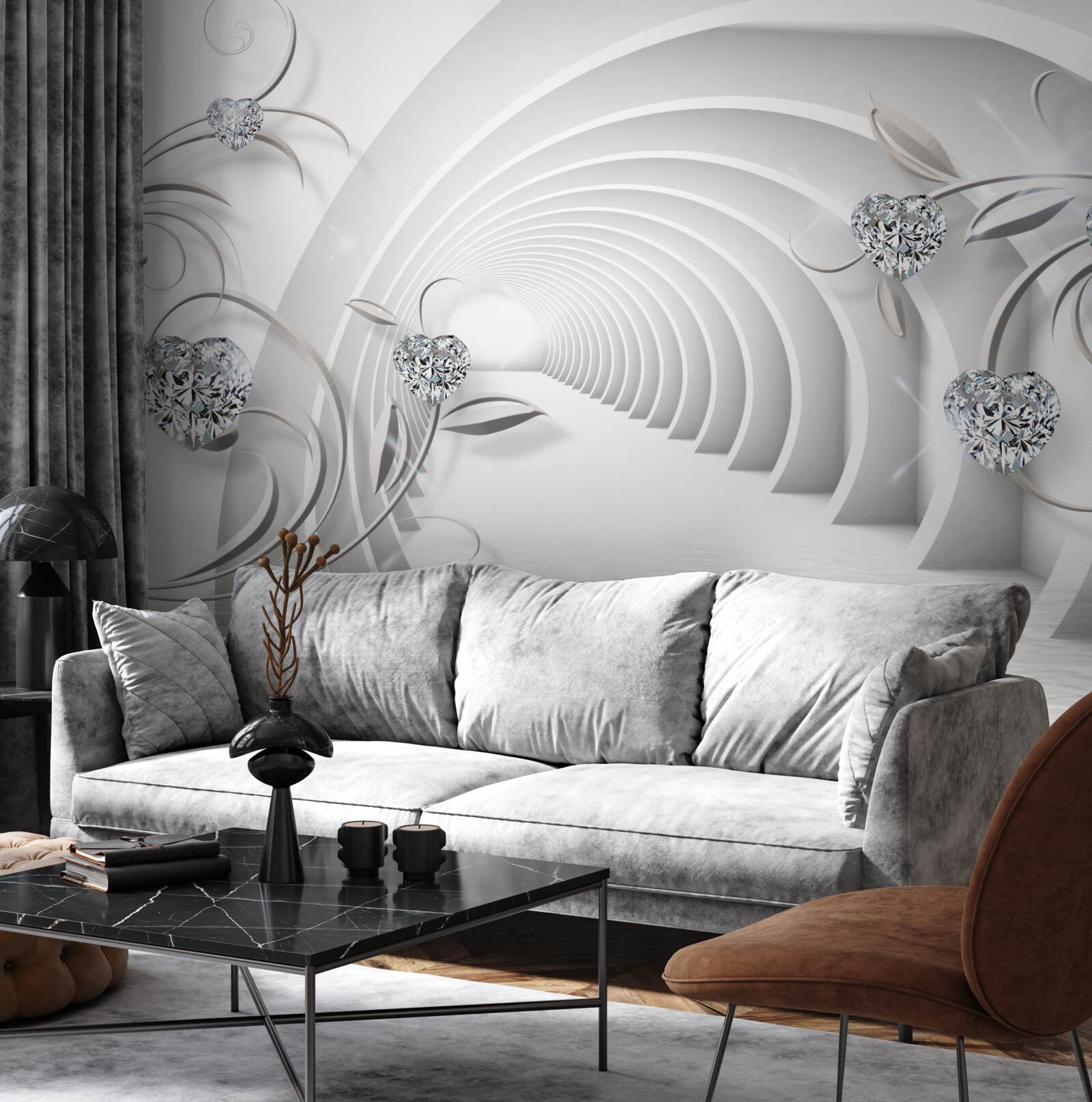 Fotobehang eindeloze gang gehuld in sneeuwwitte reinheid